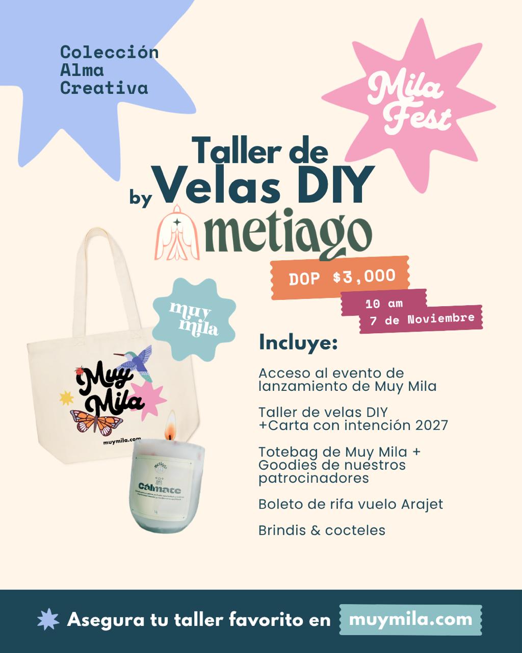 Taller de Velas Metiago x Muy Mila
